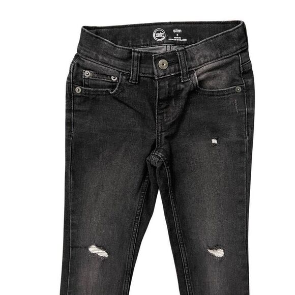 Wonder Nation Boys Black Slim Fit Rip & Repair Distressed Denim Jeans Size 5 - Picture 2 of 12
